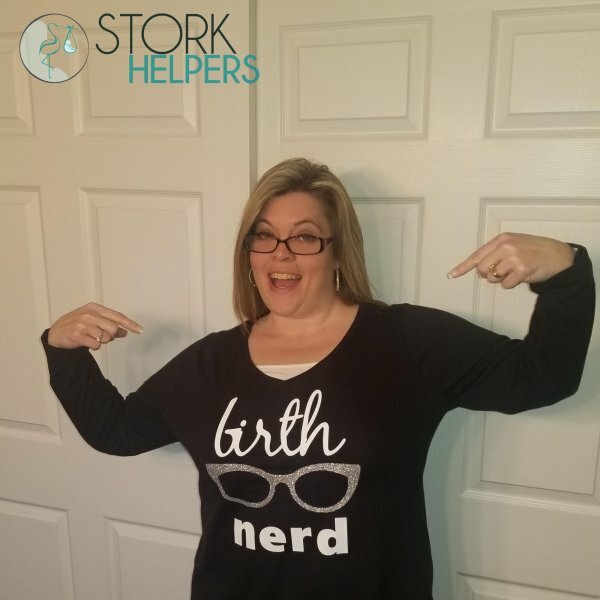 Tamara wearing Birth Nerd shirt